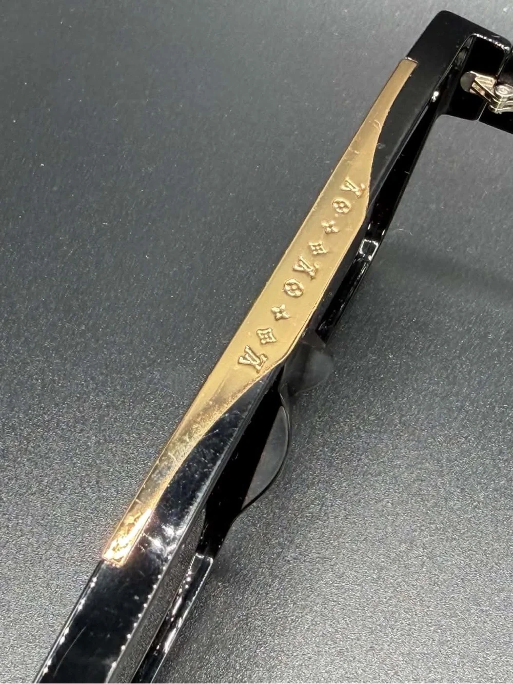 Louis Vuitton Black and Gold Rectangular Evidence Sunglasses